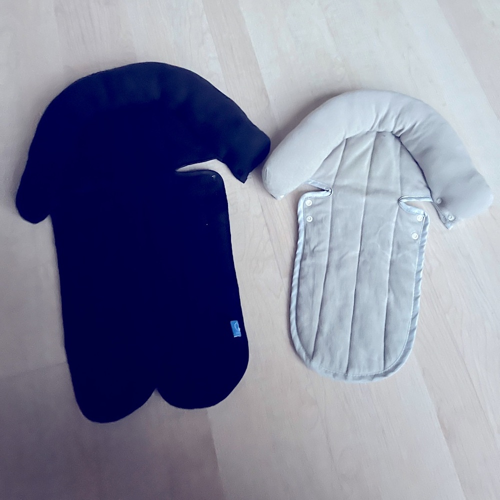 2 Infant Car Seat/stroller/bouncer Inserts Set in Black and Tan